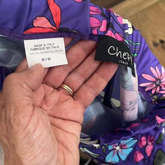 purple print satin flowing pants shorts size medium - Picture 2 of 2